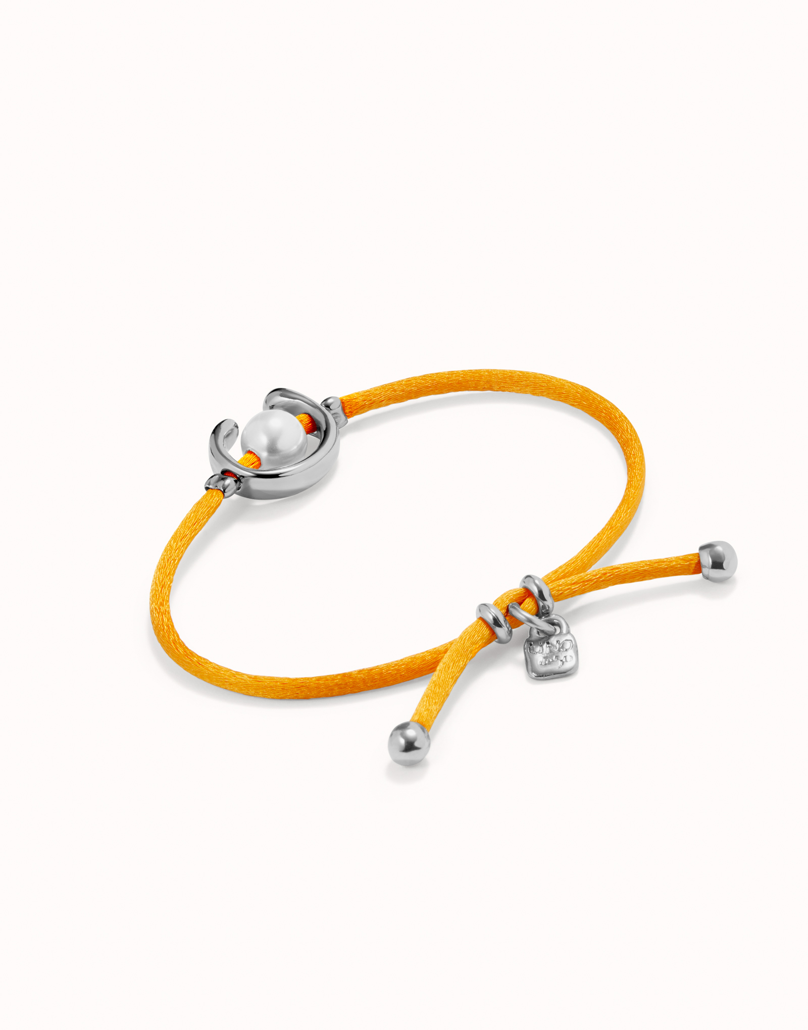 18K gold-plated orange thread bracelet with shell pearl accessory., Golden, large image number null